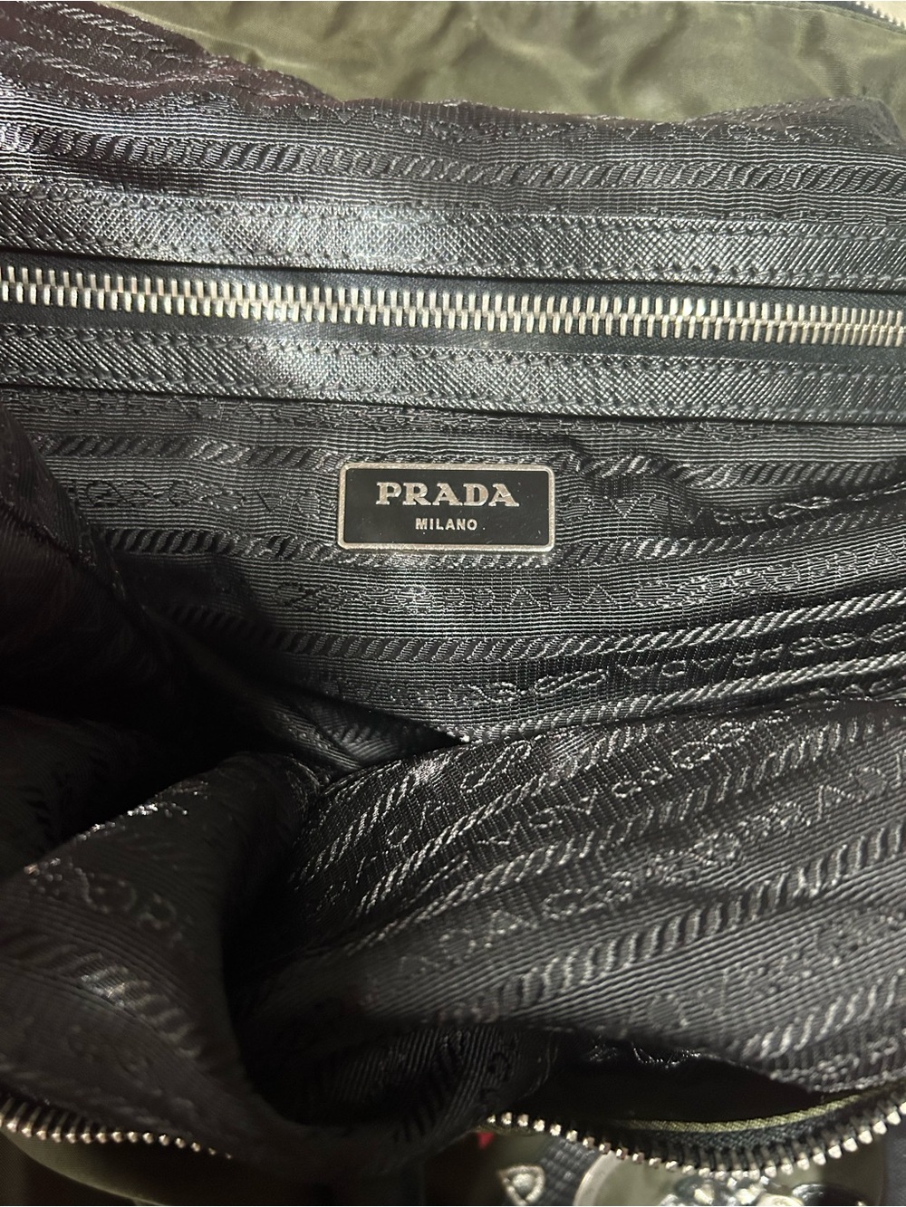 Prada Olive Green Men's Dragon Appliqué Bag - Picture 5 of 8